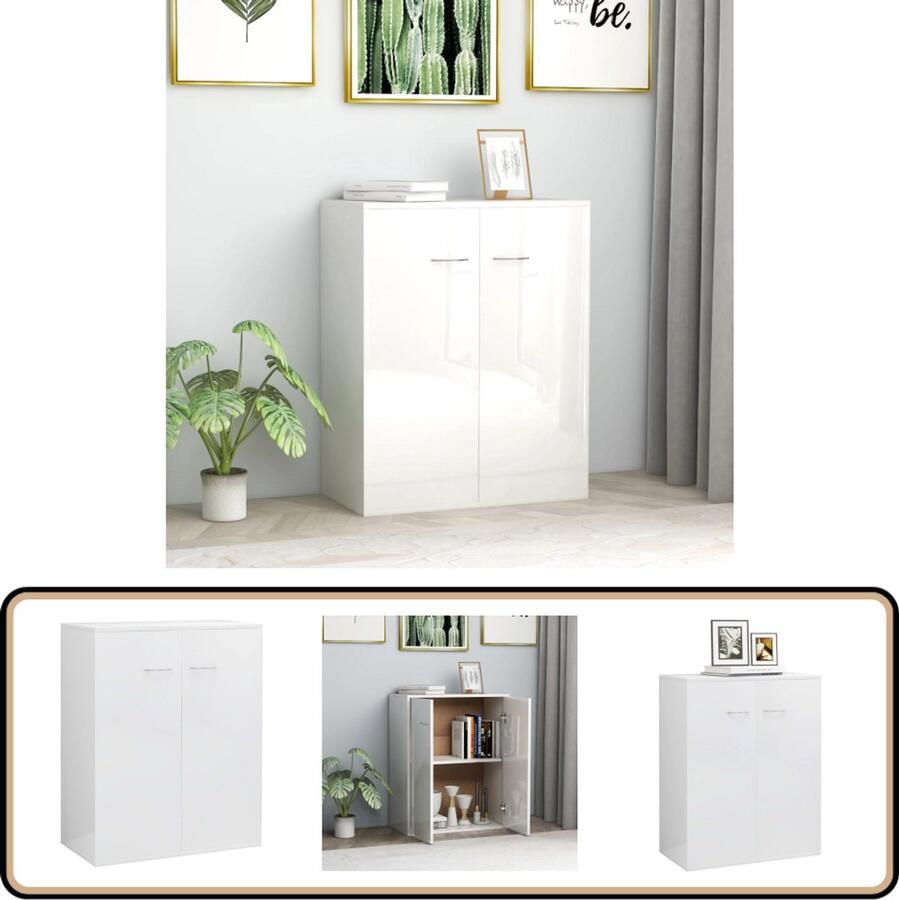 VidaXL Dressoir Hoogglans Wit 60x30x75 cm Dressoir Meubilair Salontafel Tv Meubel Opslagoplossing