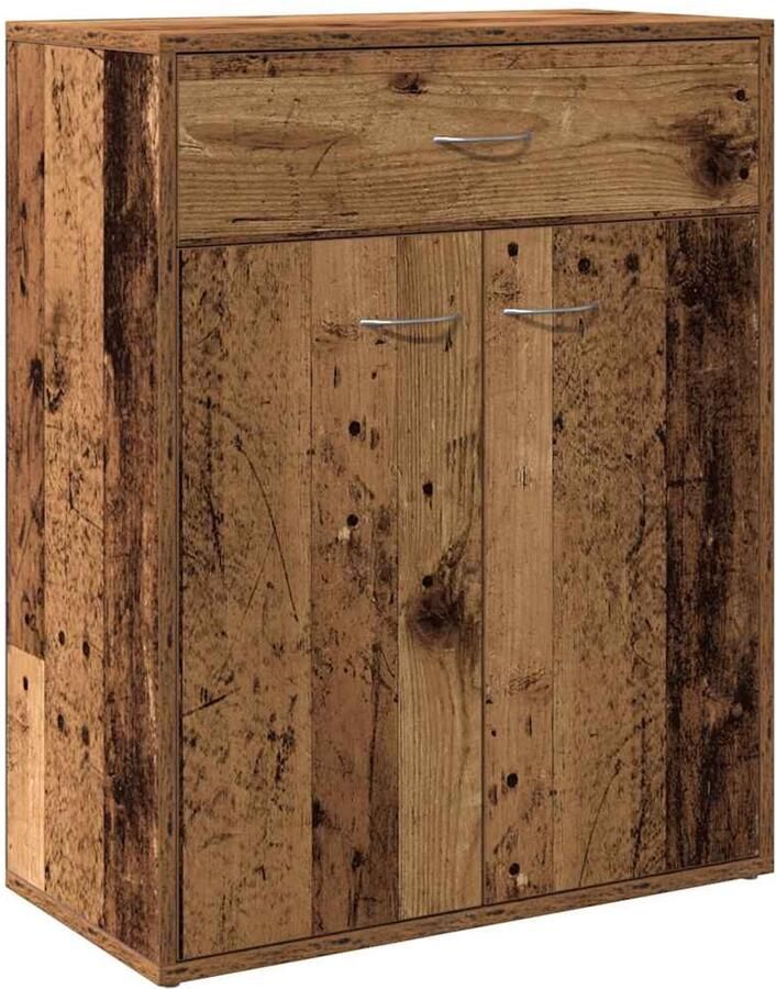 The Living Store Dressoir 60x30x75 cm bewerkt hout oud houtkleurig Dressoir Houten Dressoir Vintage Dressoir Opslagoplossing Salontafel - Foto 2