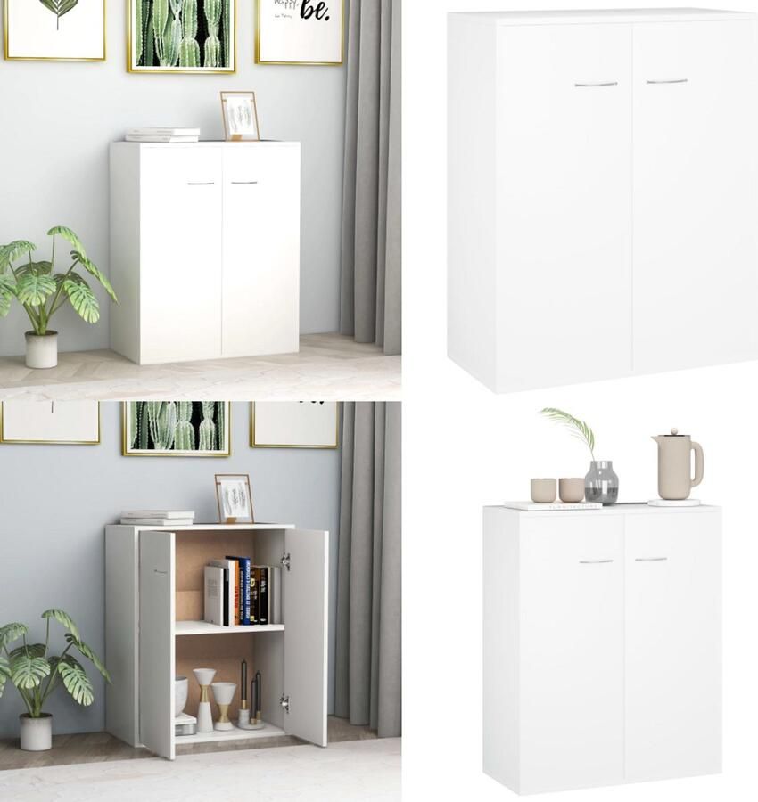 VidaXL Dressoir 60x30x75 cm bewerkt hout wit Dressoir Dressoirs Kast Kasten