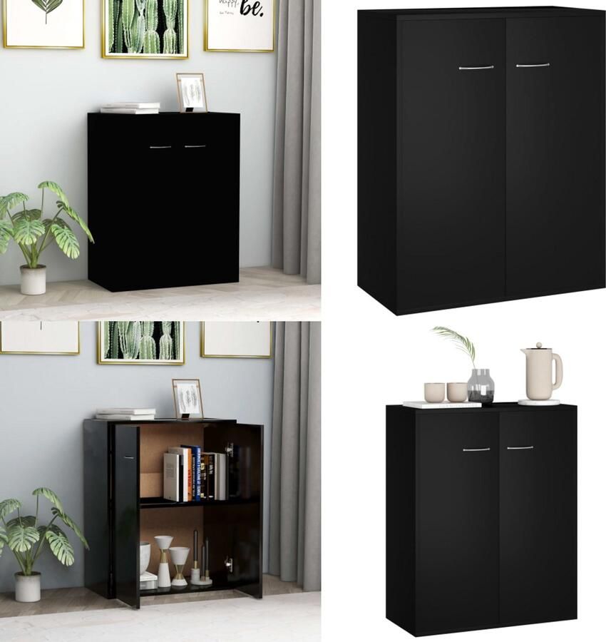 VidaXL Dressoir 60x30x75 cm bewerkt hout zwart Dressoir Dressoirs Kast Kasten