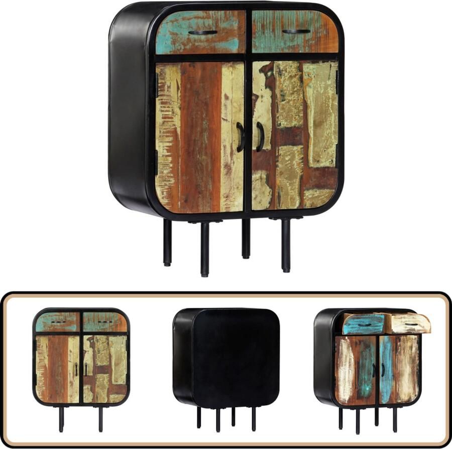 VidaXL Dressoir 60x30x75 cm Massief Gerecycled Hout Retro Dresser Bijzetkast Industrieel Design Vintage Look Opbergkast
