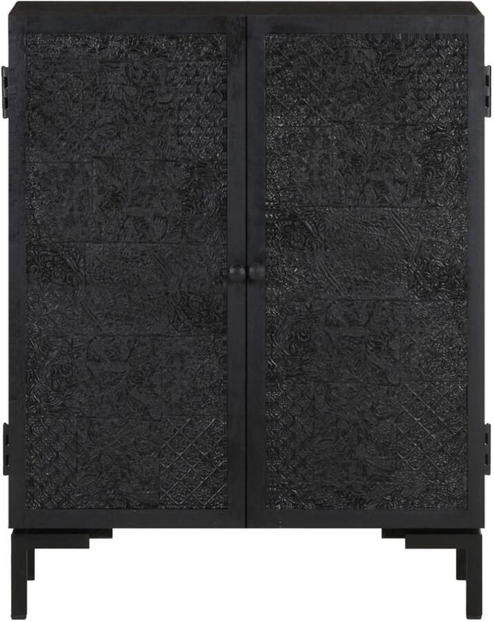 VidaXL Dressoir 60x30x76 cm Massief Mangohout Dressoir Mangohout Zwart Vintage Industrieel