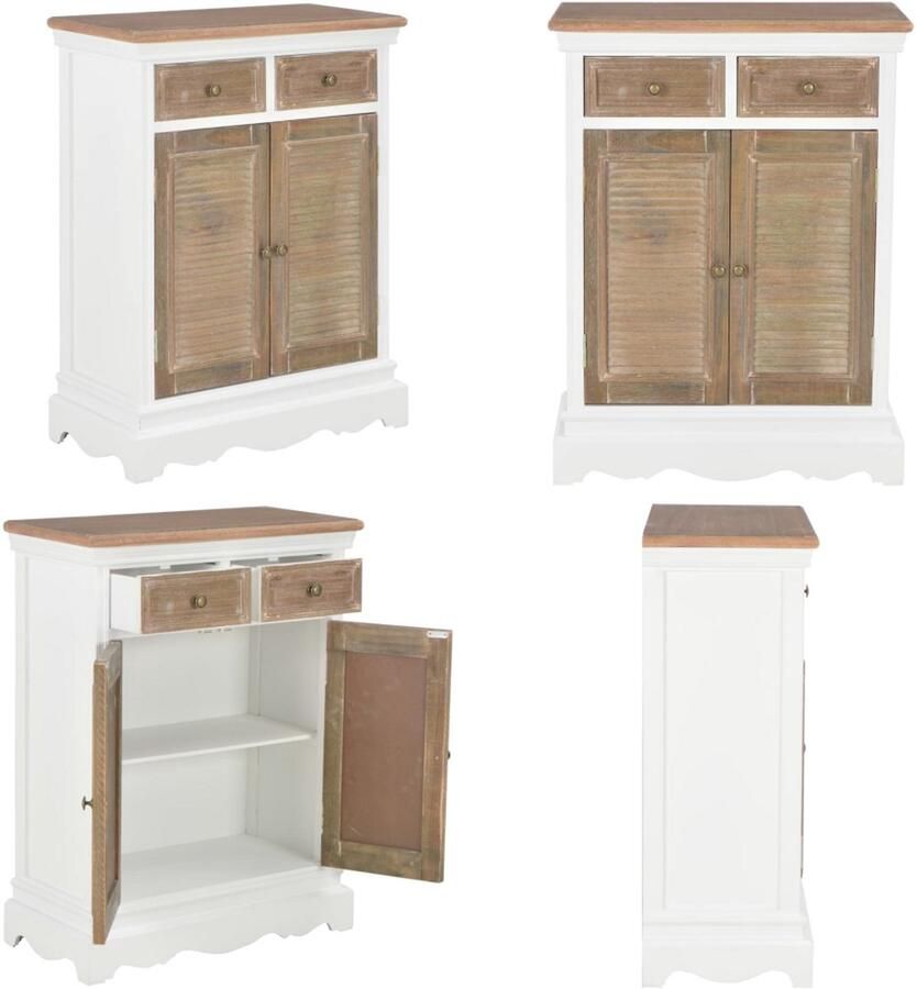 VidaXL Dressoir 60x30x80 cm massief hout wit Dressoir Dressoirs Kast Dressoirkast