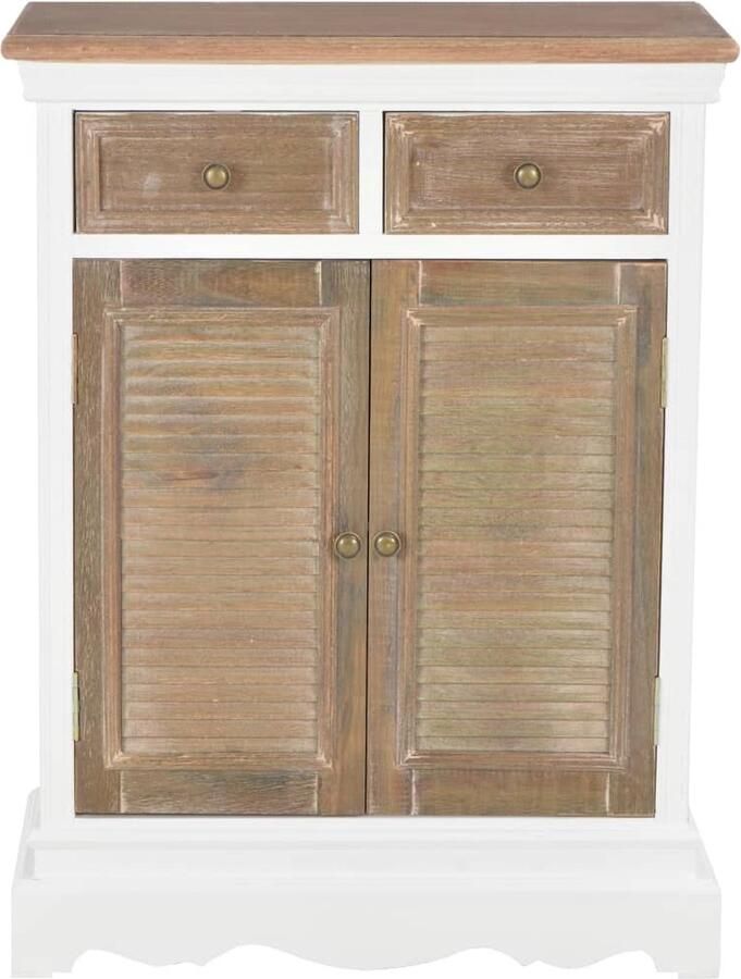 The Living Store Dressoir 60x30x80 cm massief hout wit Dressoir Commode Salontafel Frans Design Landelijk Wonen