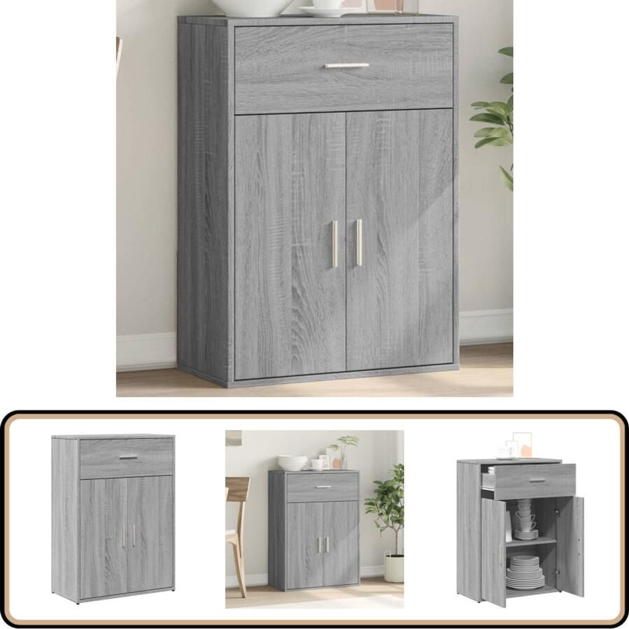 VidaXL Dressoir 60x30x84 cm Grijs Sonoma Eiken Televisiescherm Tv Stand Mediabox Opbergkast Salontafel