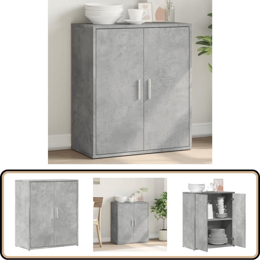 VidaXL Dressoir 60x31x70 cm Bewerkt Hout Betongrijs Televisiemeubel Tv-standaard Dressoir Opbergkast Houten Meubels
