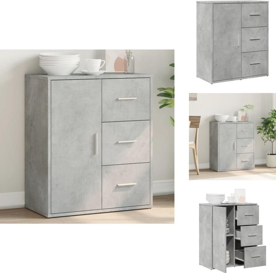VidaXL Dressoir 60x31x70 cm Bewerkt Hout Betongrijs Televisiemeubel Tv-standaard Dressoir Opbergkast Houten Meubels - Foto 2