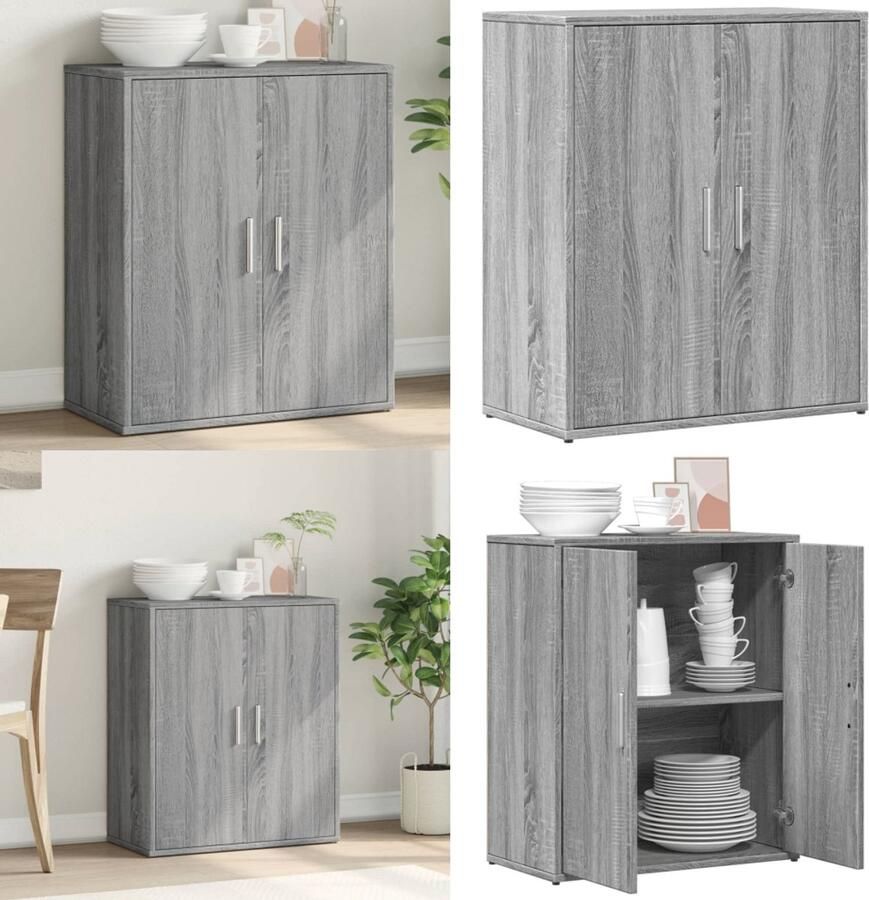 VidaXL Dressoir 60x31x70 cm bewerkt hout grijs sonoma Dressoir Dressoirs Opbergkast Wandkast