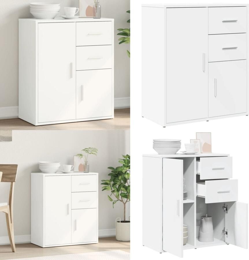 VidaXL Dressoir 60x31x70 cm bewerkt hout wit Dressoir Dressoirs Opbergkast Wandkast