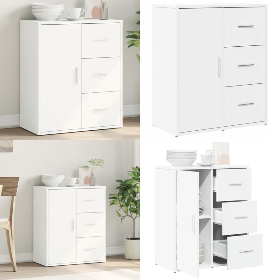 VidaXL Dressoir 60x31x70 cm bewerkt hout wit Dressoir Dressoirs Opbergkast Wandkast - Foto 2