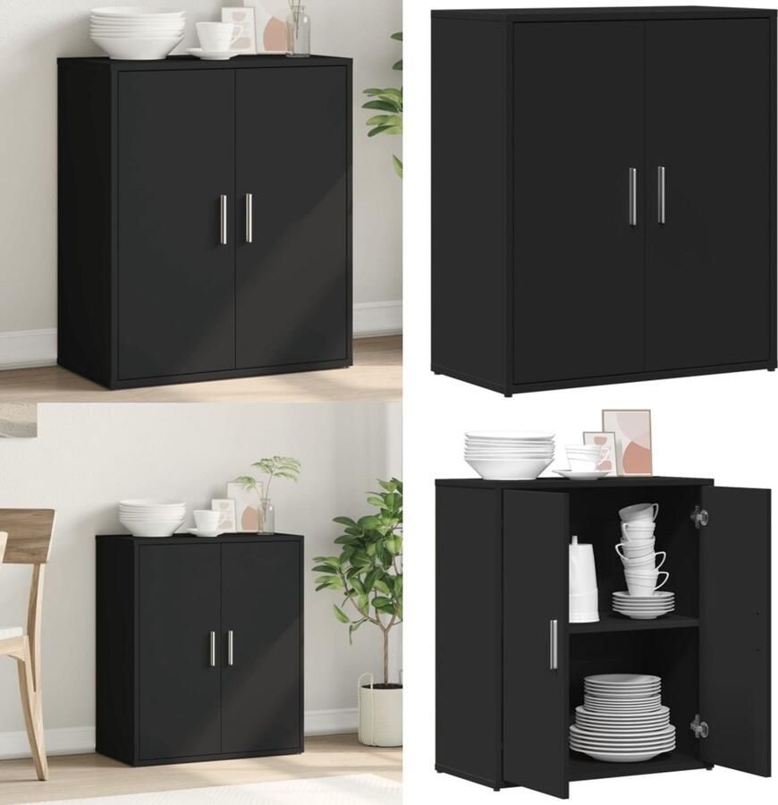 VidaXL Dressoir 60x31x70 cm bewerkt hout zwart Dressoir Dressoirs Opbergkast Wandkast