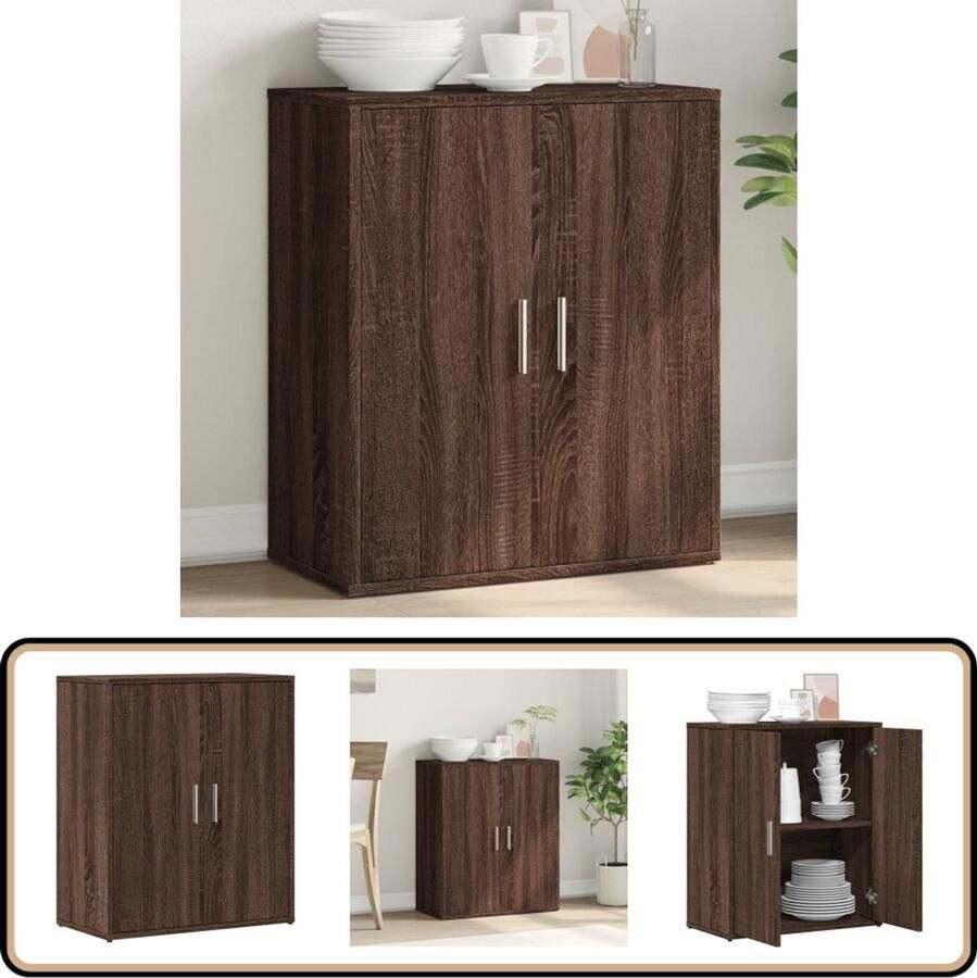 VidaXL Dressoir 60x31x70 cm Bruin Eikenhout TV-meubel Dressoir Houten Meubels Opbergkast Salontafel