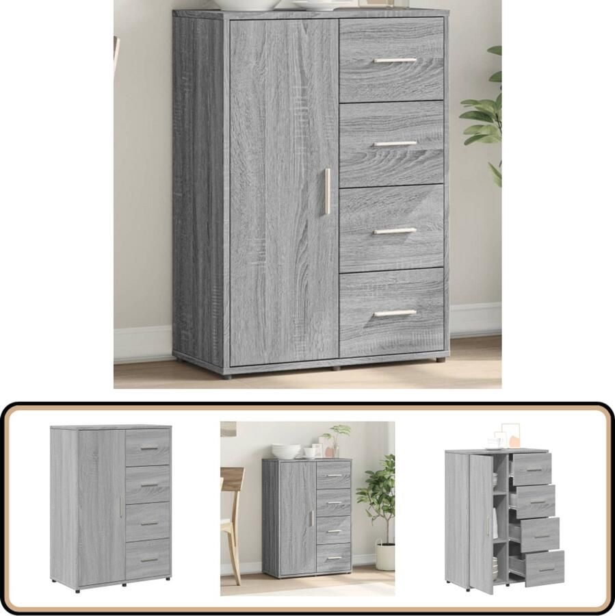 VidaXL Dressoir Grijs Sonoma Eiken 60x31x84 cm TV-meubel Tv-kast Salontafel Houten Kast Grijze Kast