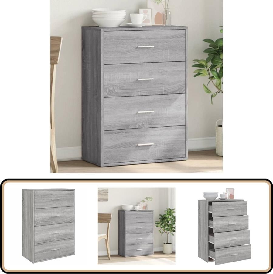 VidaXL Dressoir 60x31x84 cm Grijs Sonoma Eiken Tv-meubel Tv-kast Salontafel Opbergkast Houten Kast