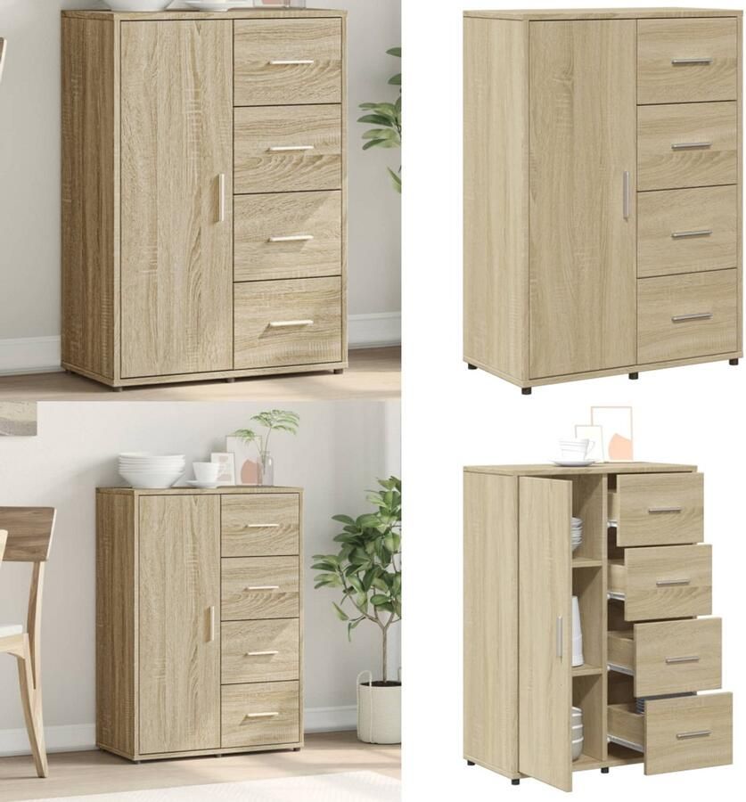 VidaXL Dressoir 60x31x84 cm bewerkt hout sonoma eikenkleurig Dressoir Dressoirs Opbergkast Wandkast