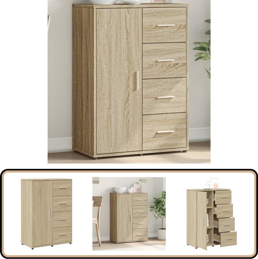 VidaXL Dressoir Sonoma Eiken 60x31x84 cm TV-kast Dressoir Salontafel Houten Tv-standaard Opbergkast