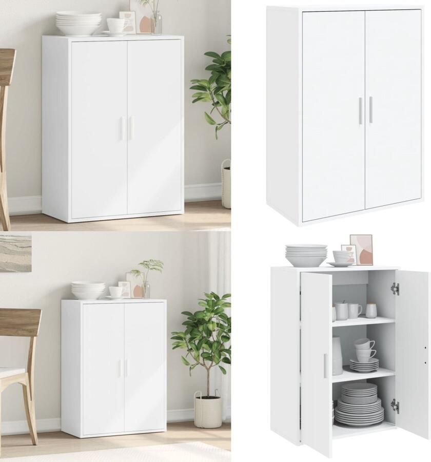 VidaXL Dressoir 60x31x84 cm bewerkt hout wit Dressoir Dressoirs Opbergkast Wandkast - Foto 3