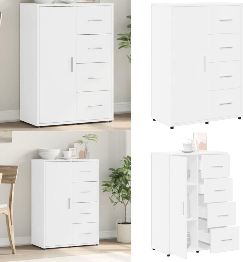 VidaXL Dressoir 60x31x84 cm bewerkt hout wit Dressoir Dressoirs Opbergkast Wandkast