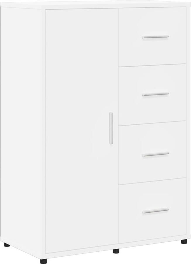 The Living Store Dressoir 60x31x84 cm bewerkt hout wit TV-meubel Tv-kast Dressoir Opbergkast Houten Kast