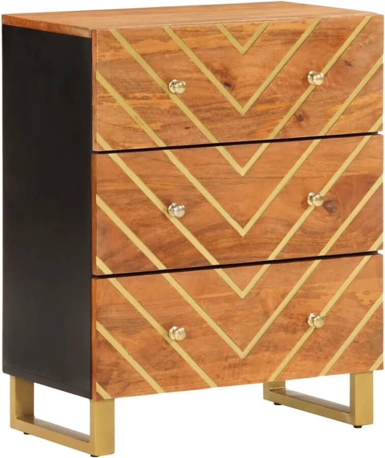 VidaXL Dressoir Massief Mangohout 60x33 5x75 cm Dressoir Mango Houtsoort Vintage Stijl Salontafel Opbergmeubel