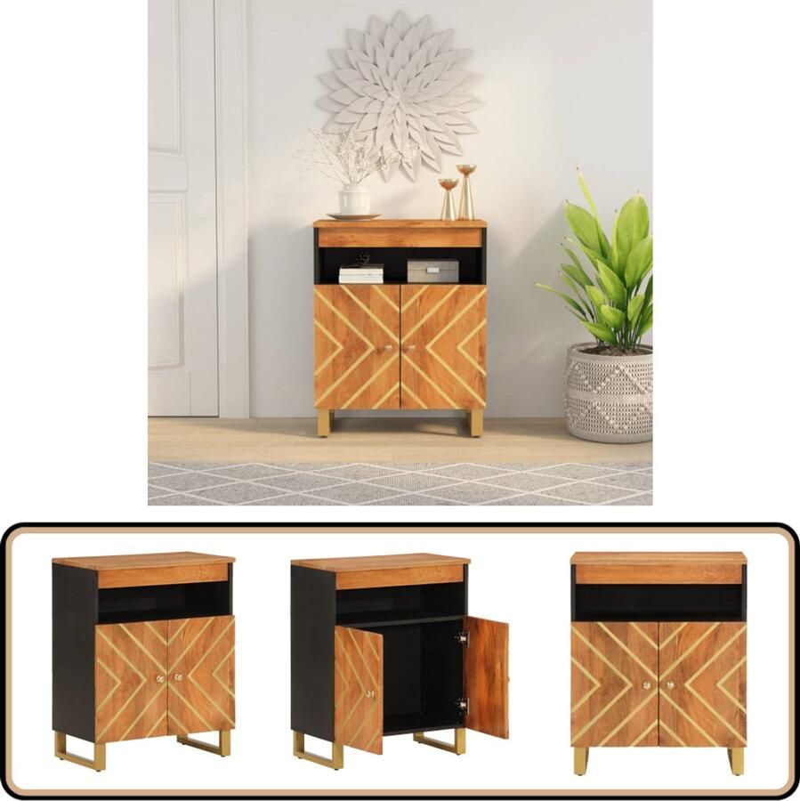 VidaXL Dressoir Massief Mangohout 60x33 5x75 cm Dressoir Mango Wood Vintage Dresser Houten Dressoir Salontafel