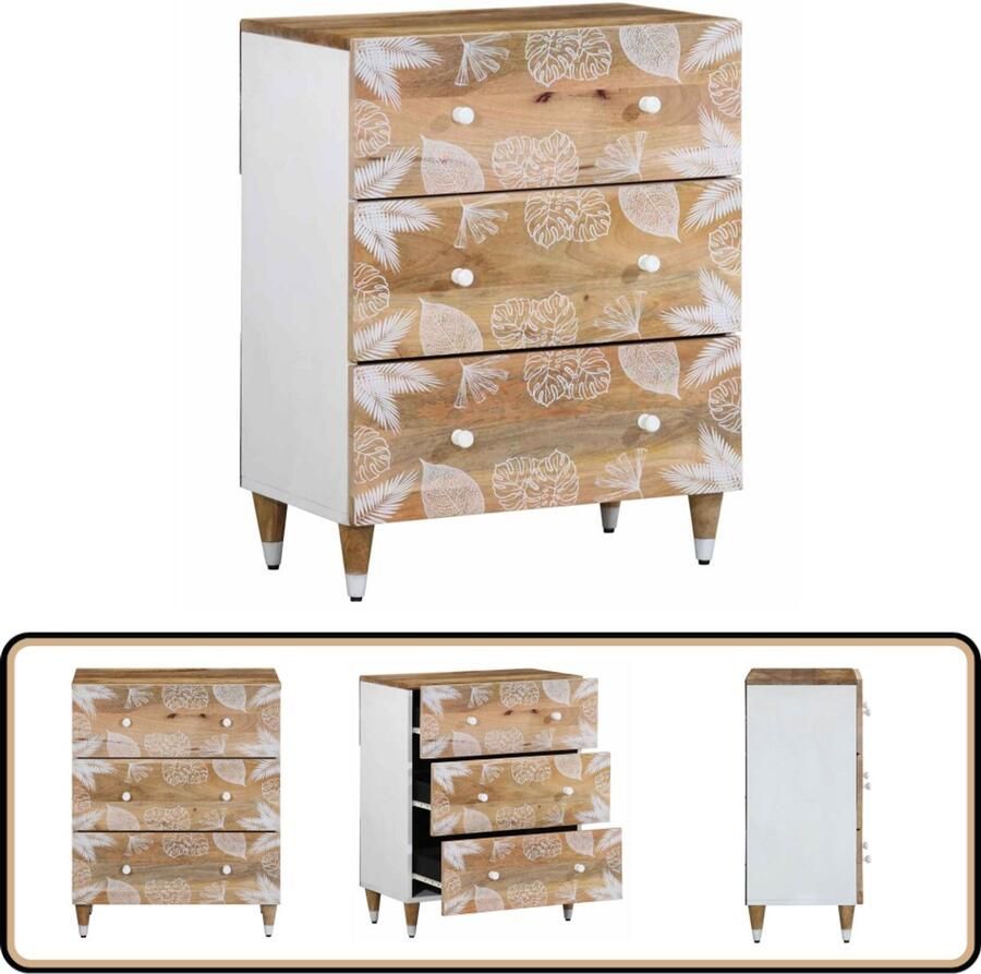 VidaXL Dressoir 60x33 5x75 cm Massief Mangohout Dressoir Dressoirs Kast Wandkast