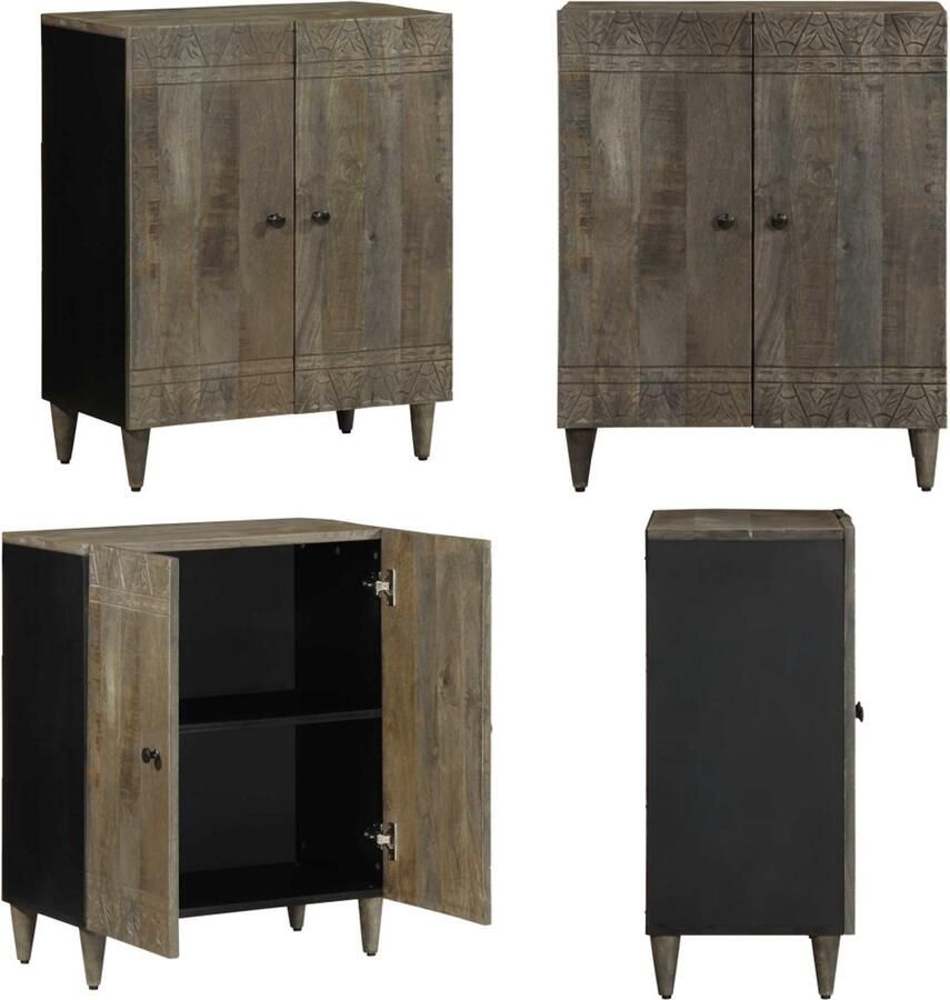 VidaXL Dressoir 60x33 5x75 cm massief mangohout lichtgrijs Dressoir Dressoirs Kast Wandkast