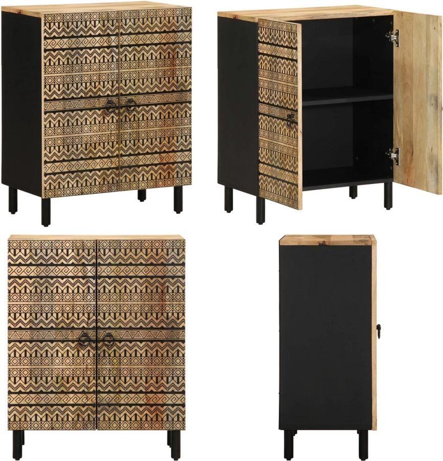 VidaXL Dressoir 60x33 5x75 cm massief ruw mangohout Dressoir Dressoirs Kast Wandkast