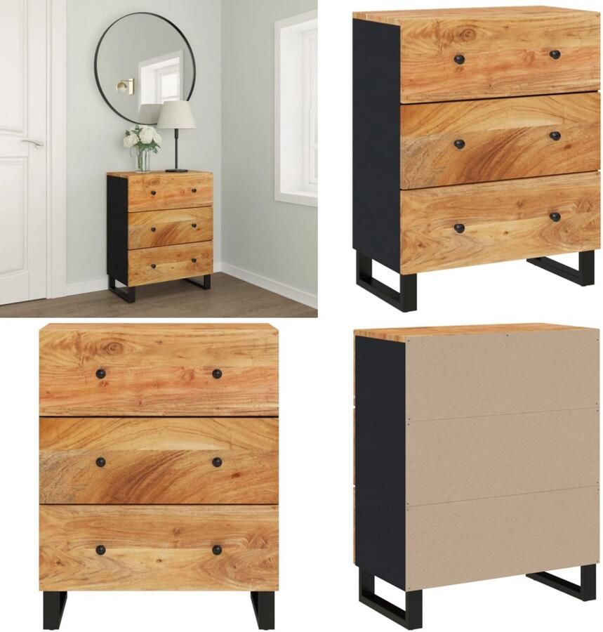 VidaXL Dressoir 60x33x75 cm massief acaciahout Dressoir Dressoirs Kast Wandkast