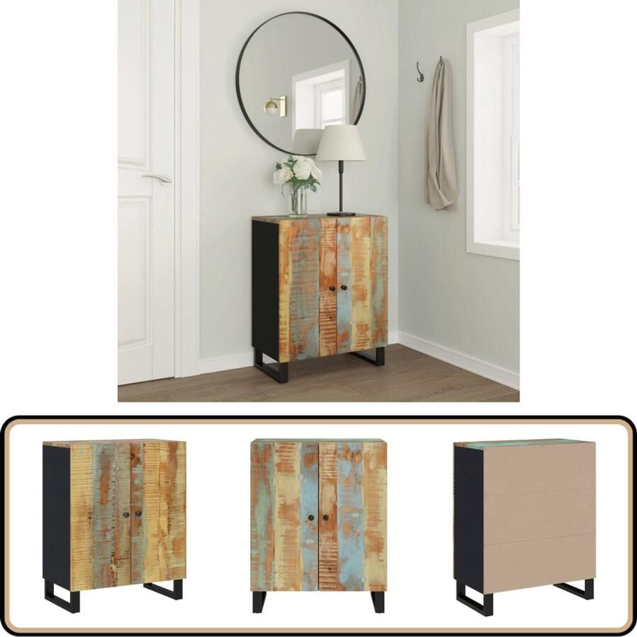 VidaXL Dressoir Massief Gerecycled Hout 60x33x75 cm Houten Dressoir Industrieel Design Vintage Dressoir Recycelde Hout Opbergkast