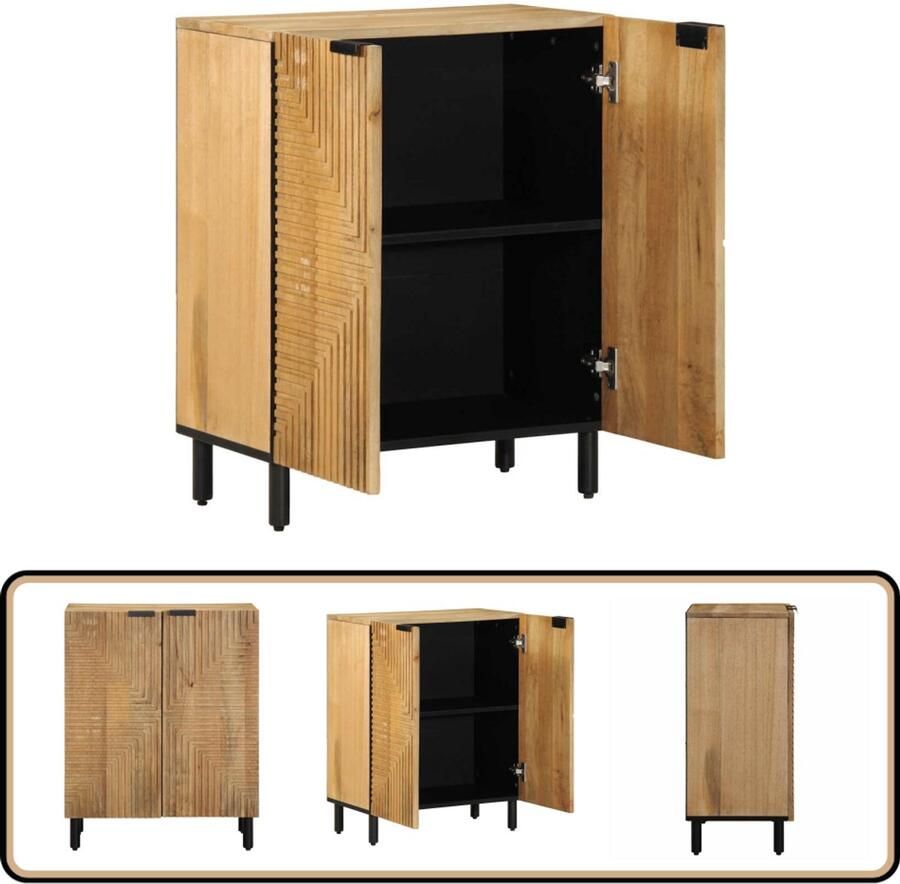 VidaXL Dressoir 60x33x75 cm Massief Mangohout Bruin Dressoir Dressoirs Kast Wandkast