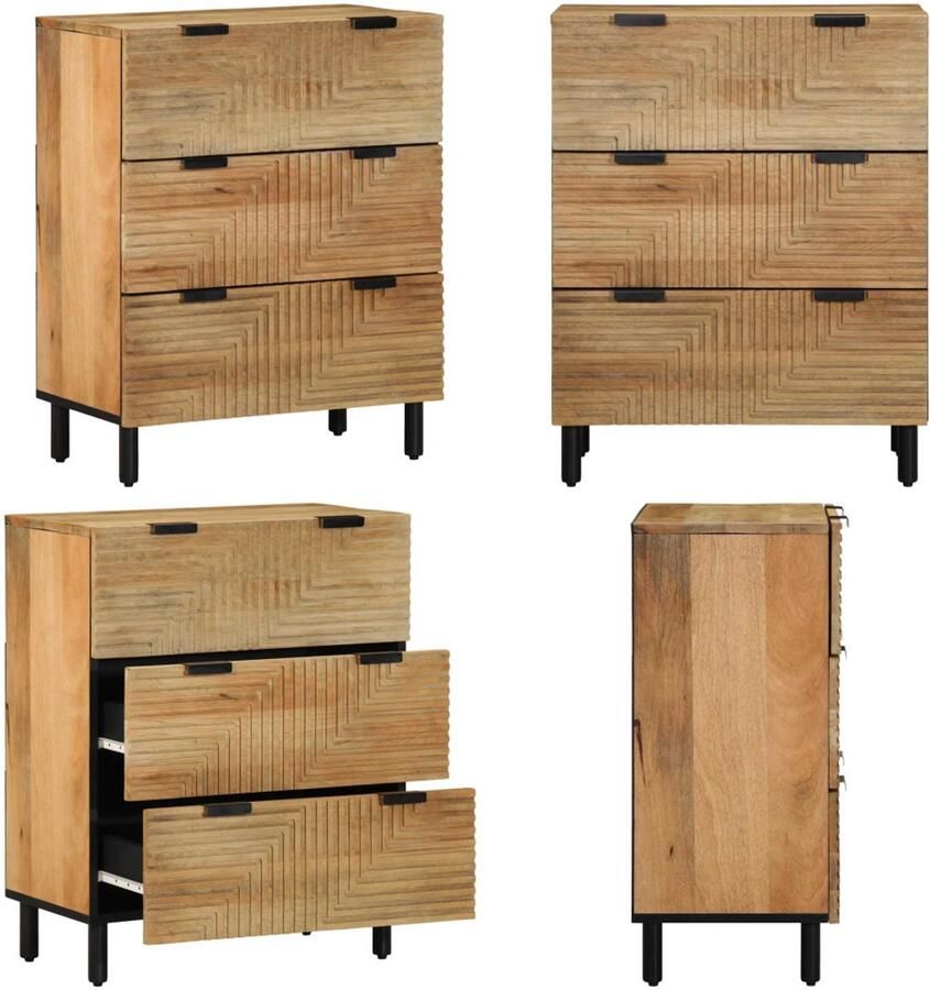 VidaXL Dressoir 60x33x75 cm massief mangohout bruin Dressoir Dressoirs Kast Wandkast