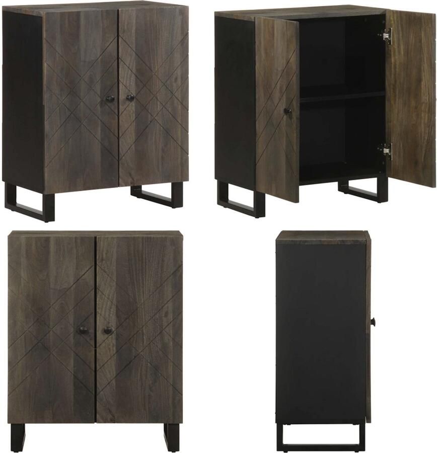 VidaXL Dressoir 60x33x75 cm massief mangohout zwart Dressoir Dressoirs Opbergkast Buffet