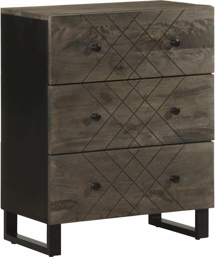 VidaXL Dressoir 60x33x75 cm massief mangohout zwart