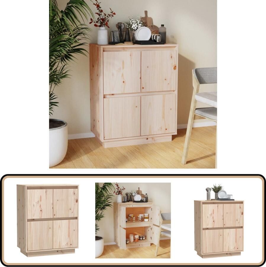 VidaXL Dressoir 60x34x75 cm Massief Grenenhout Dressoir Massief Hout Grenenhouten Kast Opbergkast Salontafel - Foto 4