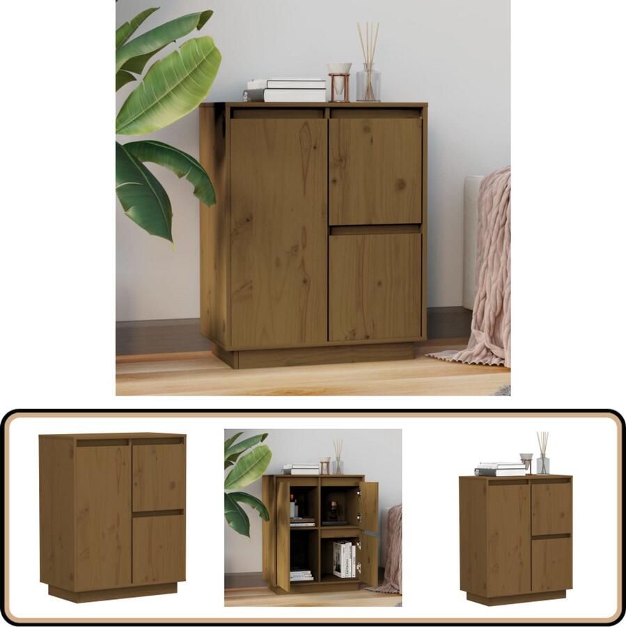 VidaXL Dressoir Massief Grenen Honingbruin Dressoir Meubels Hout Grenenhout Vintage - Foto 5