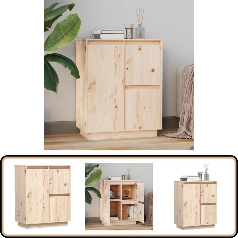VidaXL Dressoir 60x34x75 cm Massief Grenenhout Dressoir Massief Hout Grenenhouten Kast Opbergkast Salontafel - Foto 3