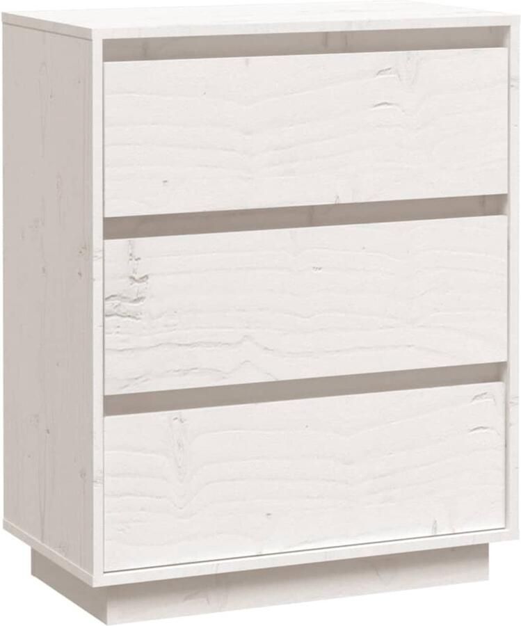 VidaXL Dressoir 60x34x75 cm Wit Massief Grenenhout Dressoir Bijzettafel Grenshouten Meubilair Witte Kast Salontafel