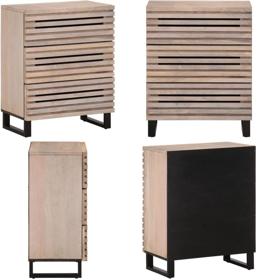 VidaXL Dressoir 60x34x75 cm massief mangohout wit Dressoir Dressoirs Ladenkast