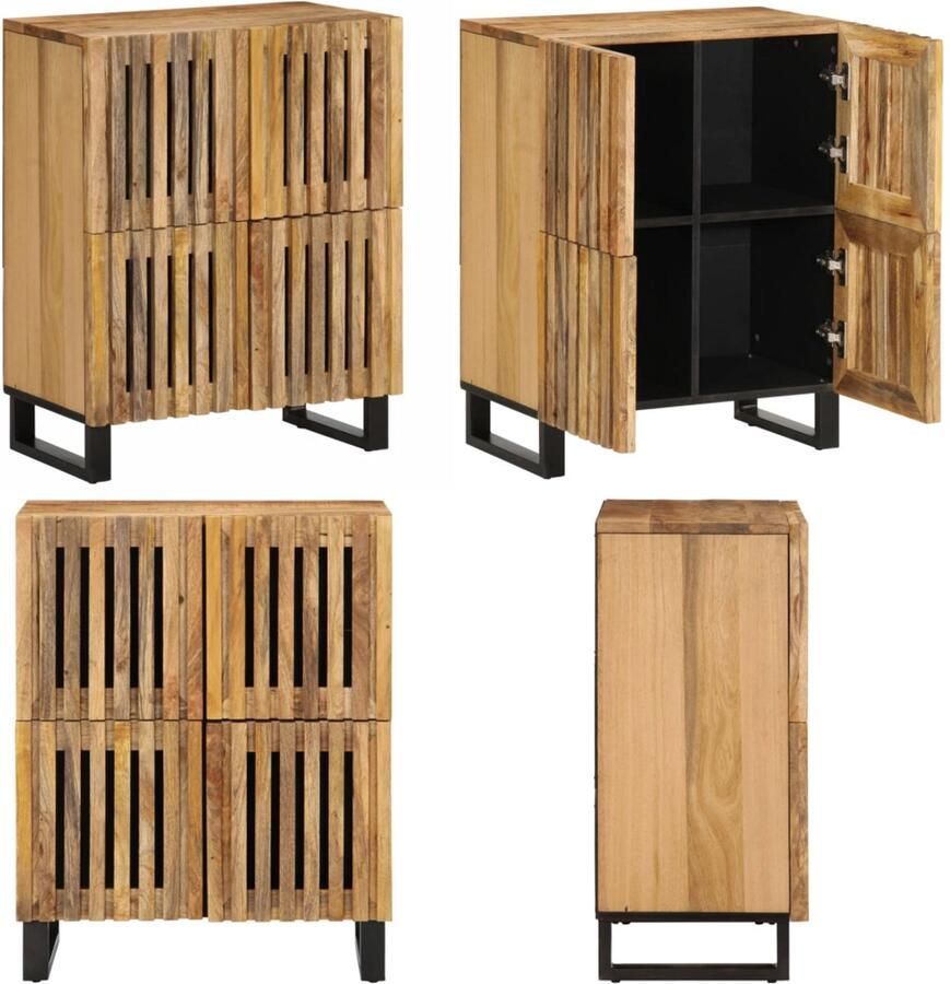 VidaXL Dressoir 60x34x75 cm massief ruw mangohout Dressoir Dressoirs Opbergkast Wandkast