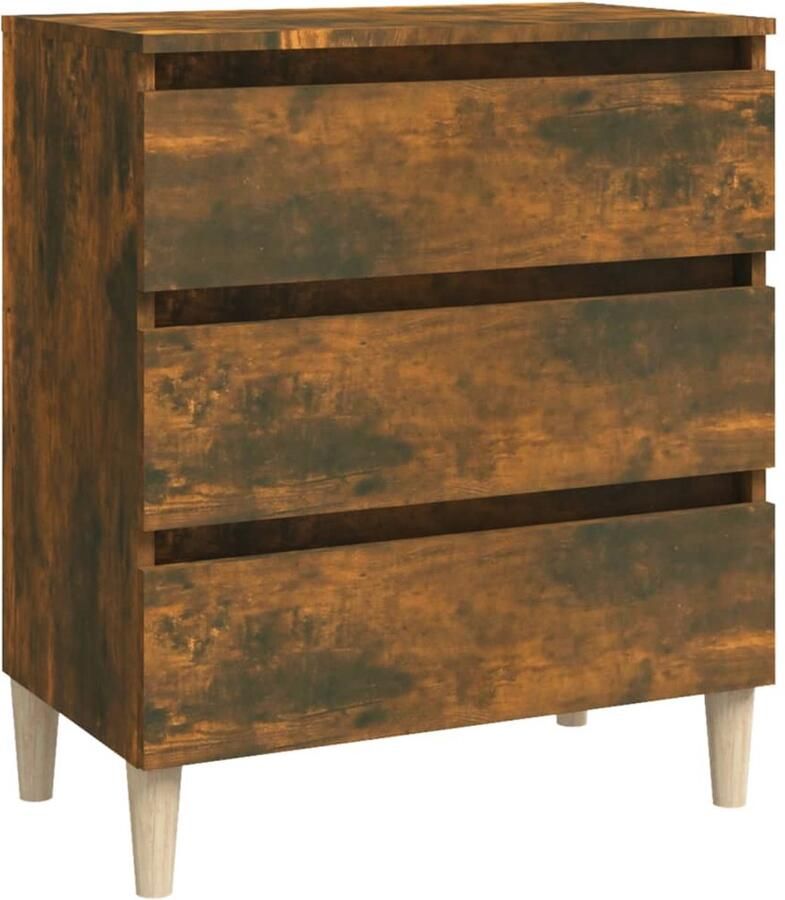 VidaXL Dressoir 3 Lades Gerookt Eiken 60x35x69 cm Dressoir Houten Dressoir Vintage Dressoir Landelijk Dressoir Opbergmeubel - Foto 2