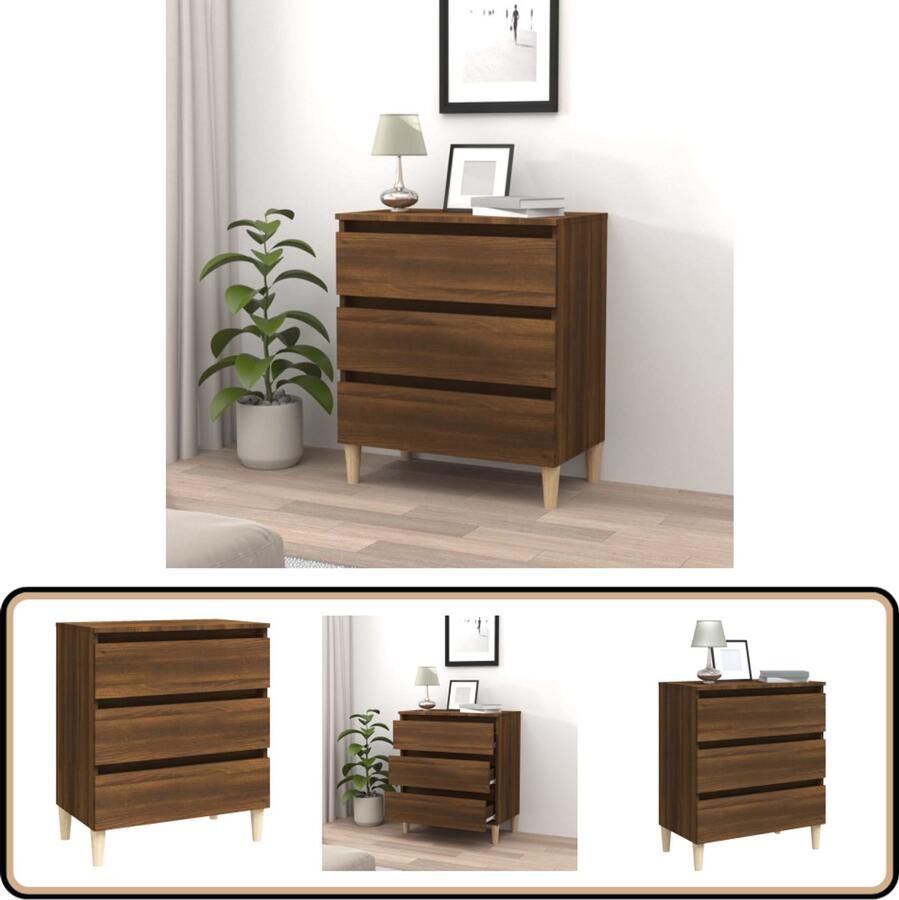 VidaXL Dressoir 60x35x69 cm Bruin eikenhout Dressoir Houten Dressoir Bruine Eiken Dressoir Opbergmeubel Salontafel - Foto 2