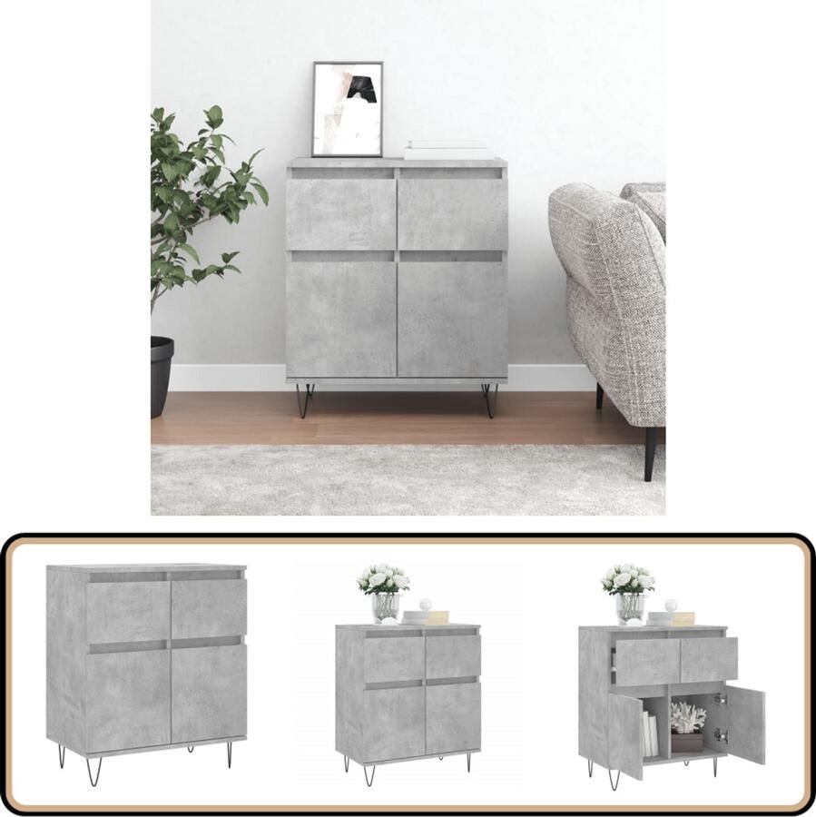 VidaXL Dressoir 60x35x70 cm Betongrijs Dressoir Opbergkast Kast Beton Grijs Industrieel - Foto 2
