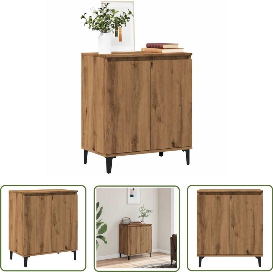 The Living Store Dressoir 60x35x70 cm bewerkt hout artisanaal eikenkleur Dressoir Tv-meubel Opbergkast Salontafel Houtsoort