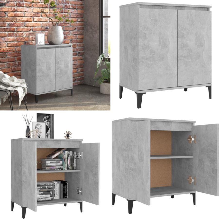 VidaXL Dressoir 60x35x70 cm bewerkt hout betongrijs Dressoir Dressoirs Kast Kasten