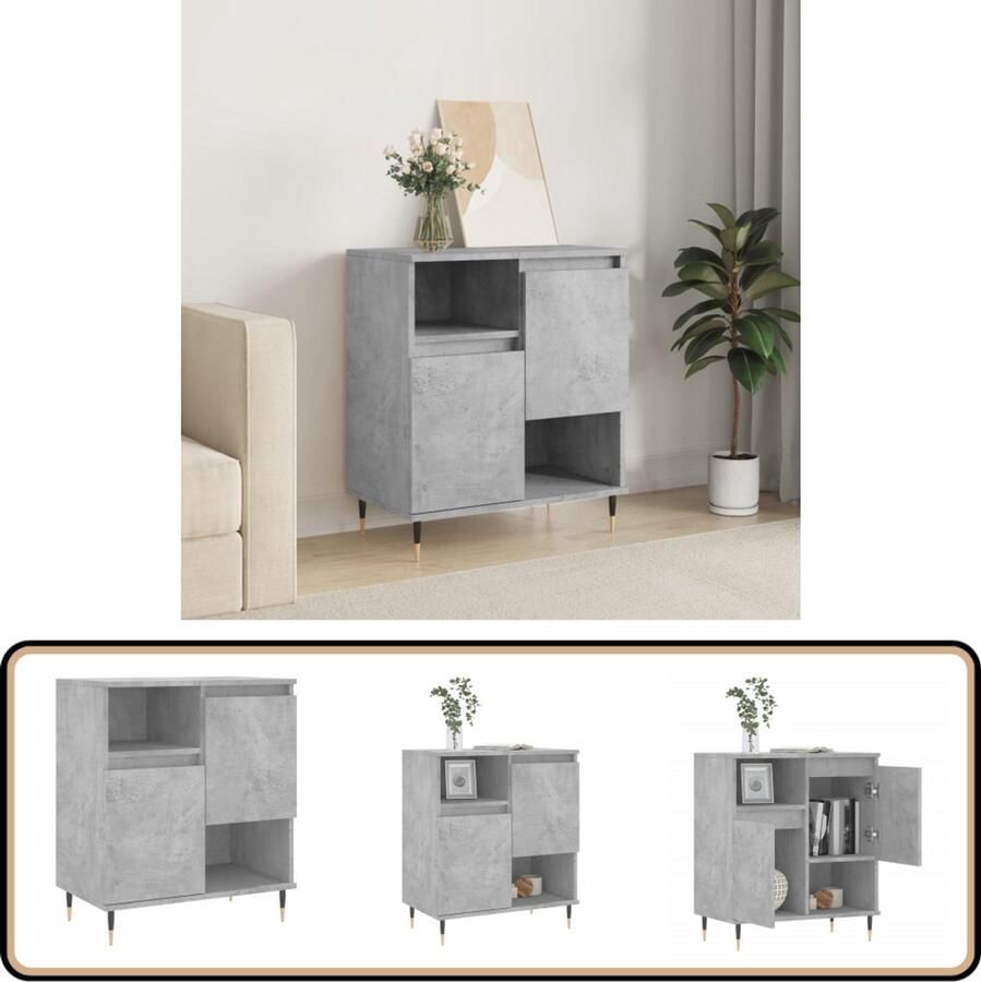 VidaXL -Dressoir-60x35x70-cm-bewerkt-hout-betongrijs - Foto 12