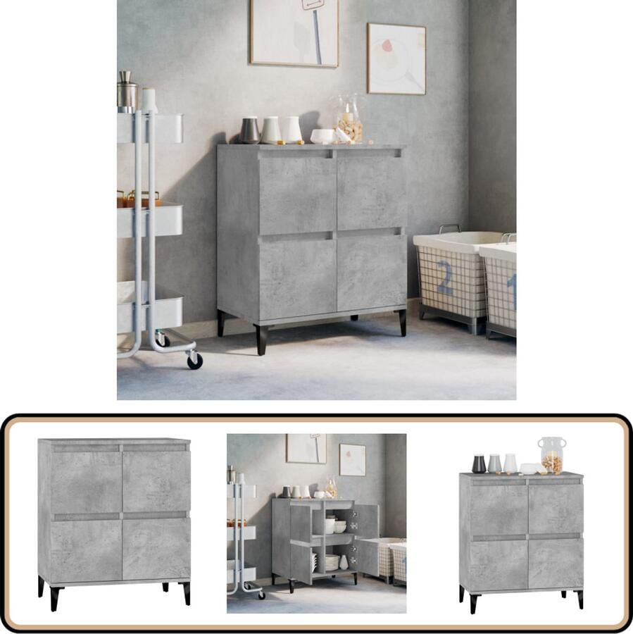 VidaXL Dressoir 60x35x70 cm Bewerkt hout Betongrijs Dressoir Houten Dressoir Grijze Dressoir Vintage Dressoir Industrieel Dressoir