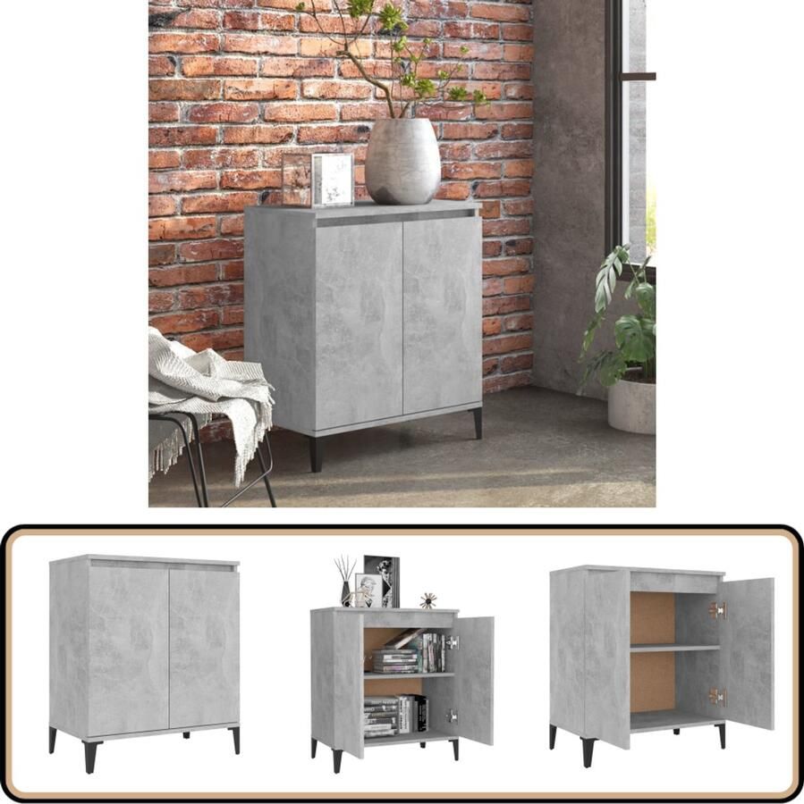VidaXL Dressoir 60x35x70 cm Betongrijs Dressoir Industrieel Design Houten Dressoir Grijze Dressoir Tv Stand