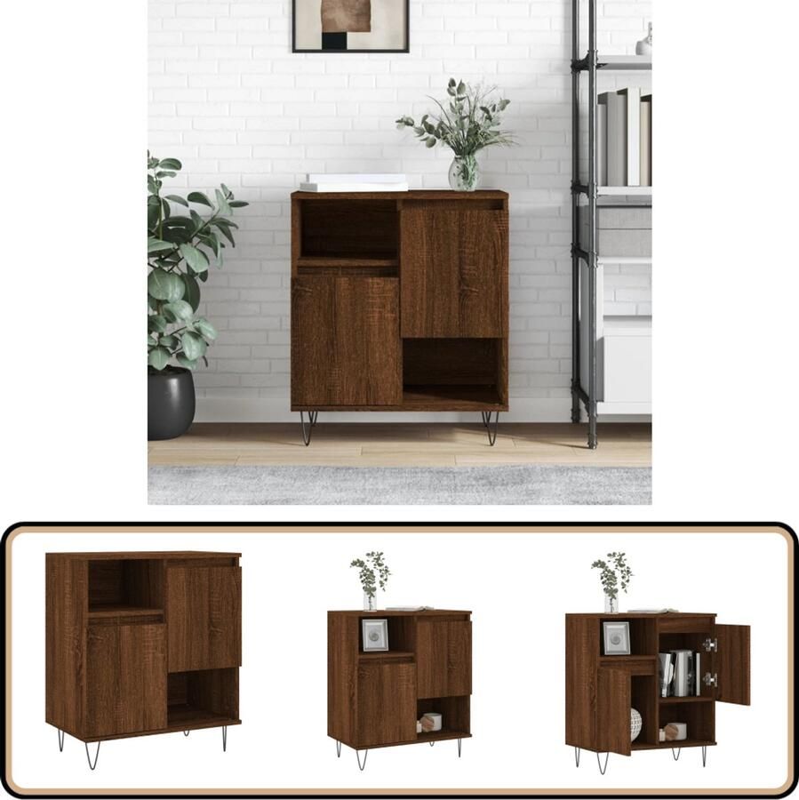 VidaXL Dressoir 60x35x70 cm Bruin Eikenkleur Dressoir Kast Opbergkast Houten Dressoir Bruine Eiken