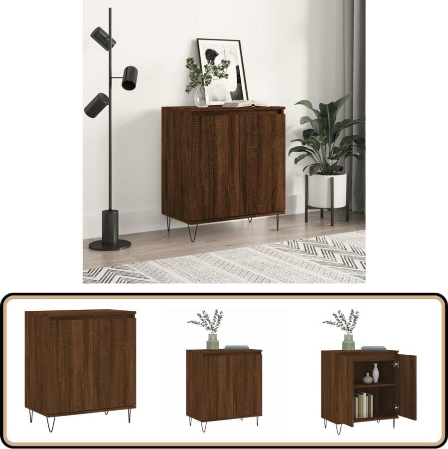 VidaXL Dressoir 60x35x70 cm Bruin Eikenkleur Dressoir Opbergkast Kast Houten Dressoir Bruine Eiken